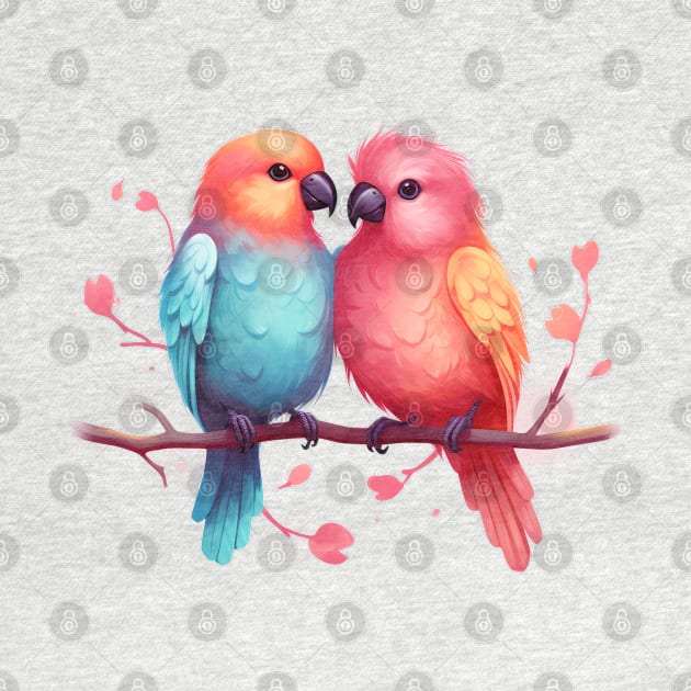 Valentine Kissing Lovebird Couple by Chromatic Fusion Studio